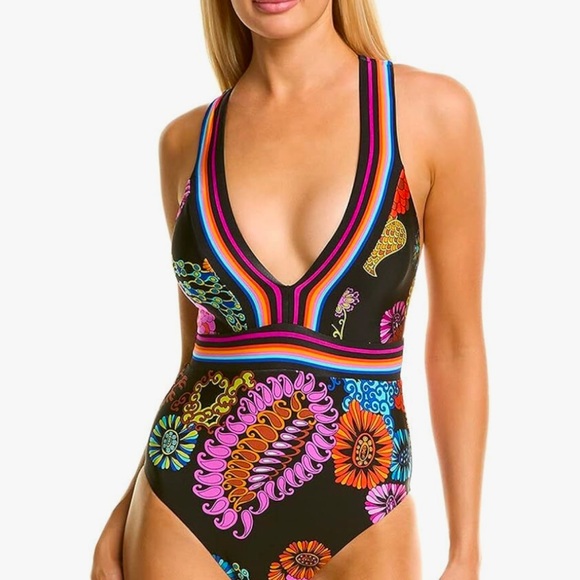 Trina Turk One Piece Swimsuit Electric Reef Black Size 8
